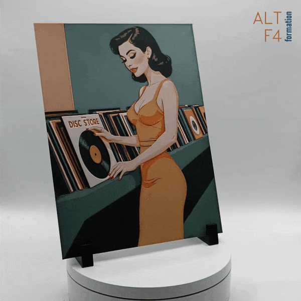 Affiche/poster de pinup Magasin de disques imprimée en 3d