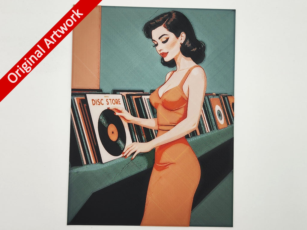 Affiche/poster de pinup Magasin de disques imprimée en 3d