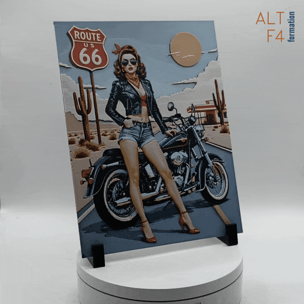 Affiche/poster de pinup route 66 imprimée en 3d