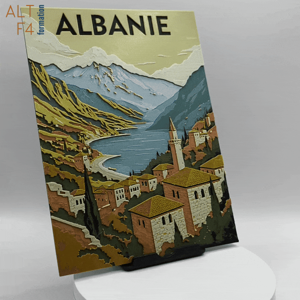Affiche/poster de voyage de l'Albanie imprimée en 3d