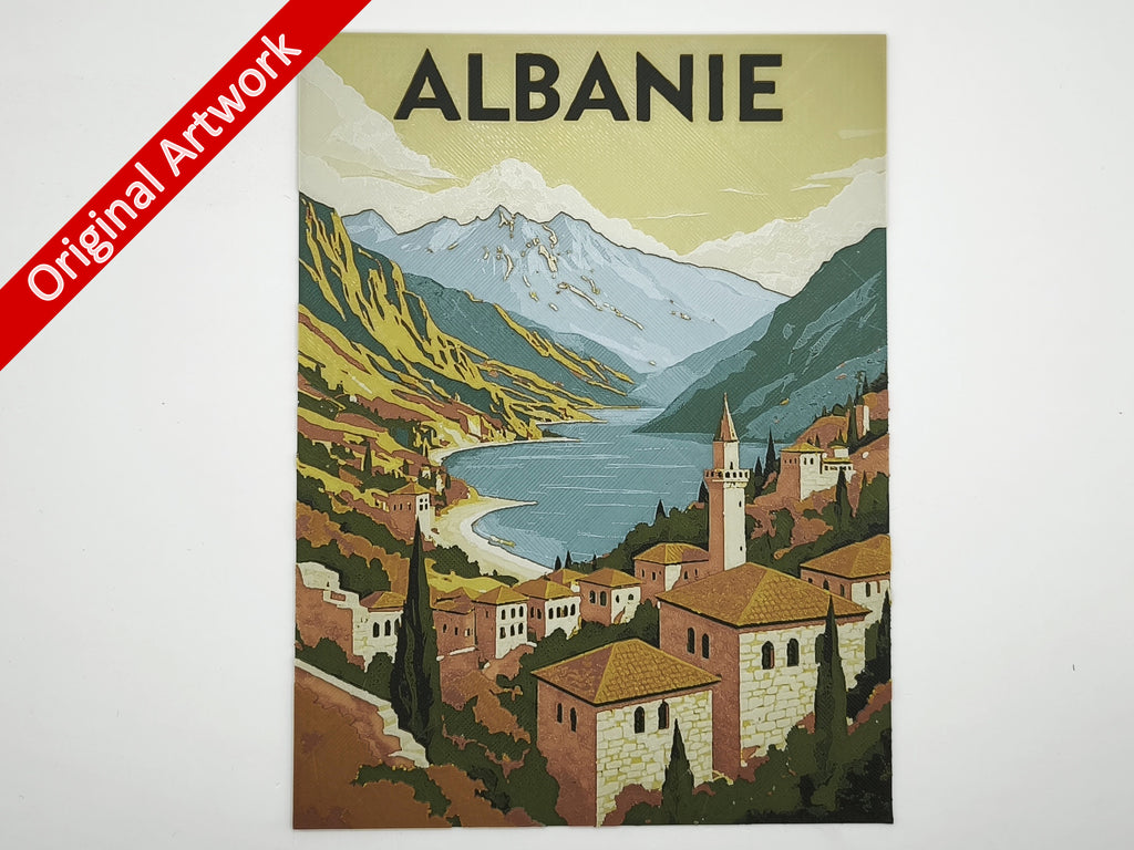 Affiche/poster de voyage de l'Albanie imprimée en 3d