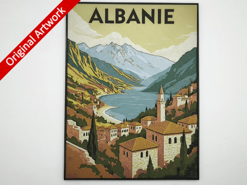 Affiche/poster de voyage de l'Albanie imprimée en 3d avec cadre