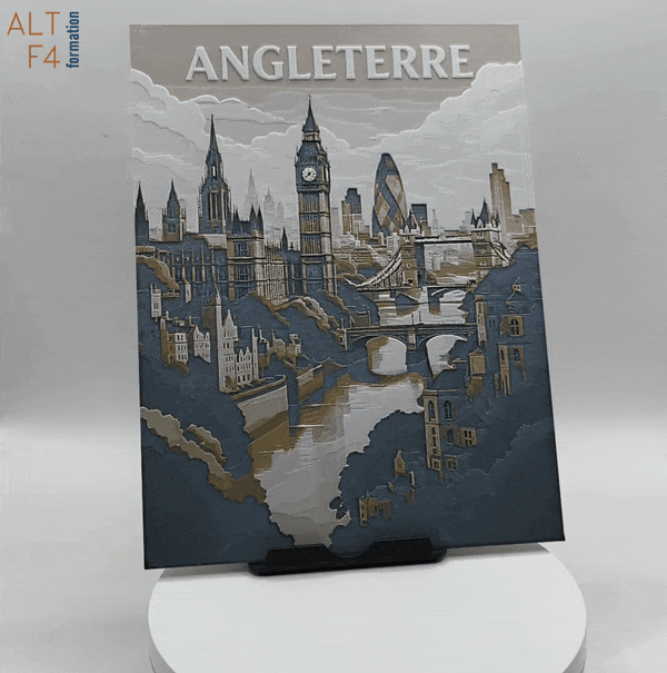 Affiche/poster de voyage du Angleterre version 2 imprimée en 3d 