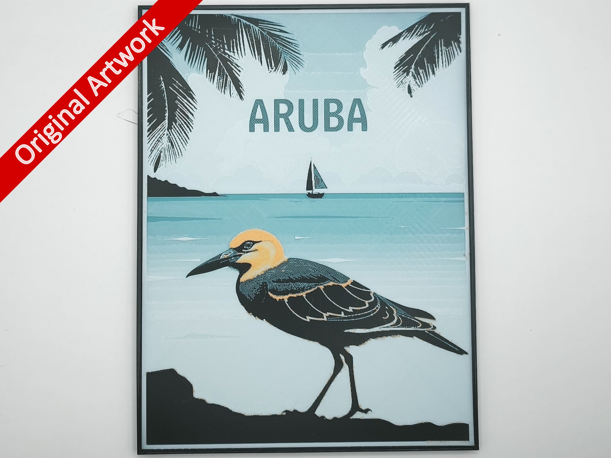 Affiche/poster de voyage du Aruba imprimée en 3d avec cadre