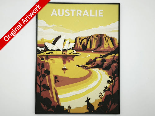 Affiche/poster de voyage du Australie imprimée en 3d avec cadre