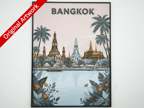 Affiche/poster de voyage de imprimée en 3d avec cadre