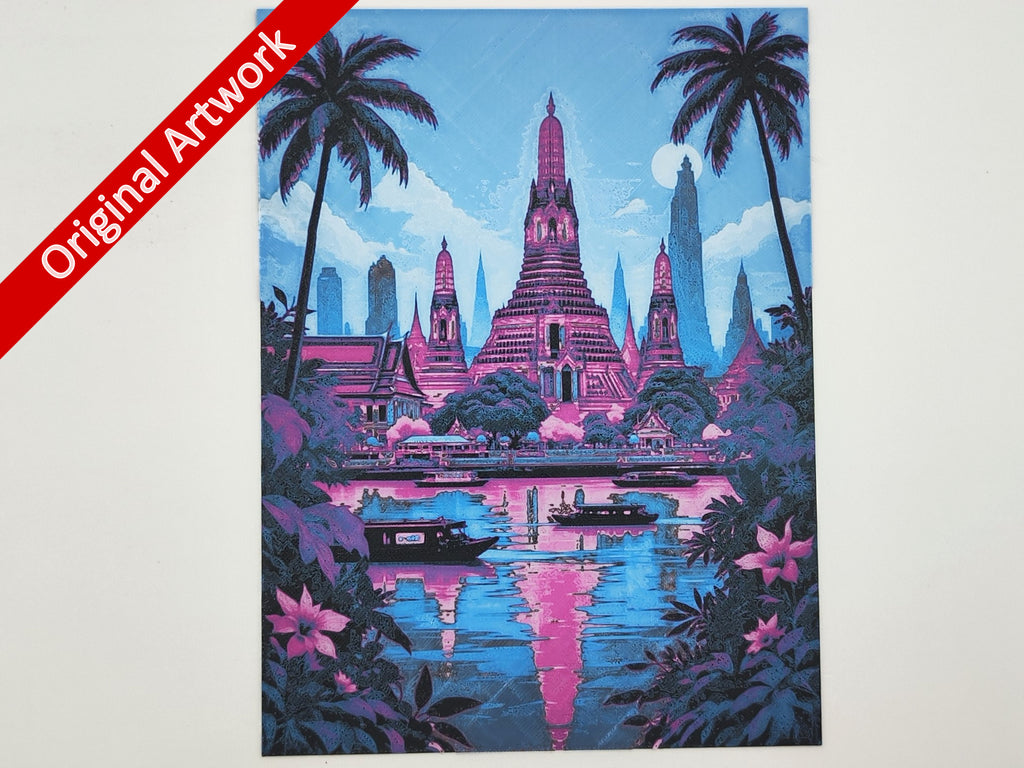 Affiche/poster de voyage de Bangkok imprimée en 3d style cyberpunk
