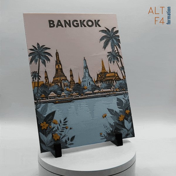 Affiche/poster de voyage de Bangkok imprimée en 3d 