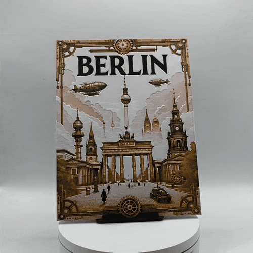Affiche/poster de voyage de Berlin imprimée en 3d style steampunk
