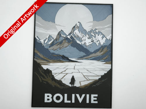 Affiche/poster de voyage du Bolivie imprimée en 3d avec cadre