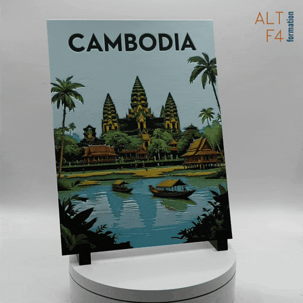 Affiche/poster de voyage du Cambodge imprimée en 3d 