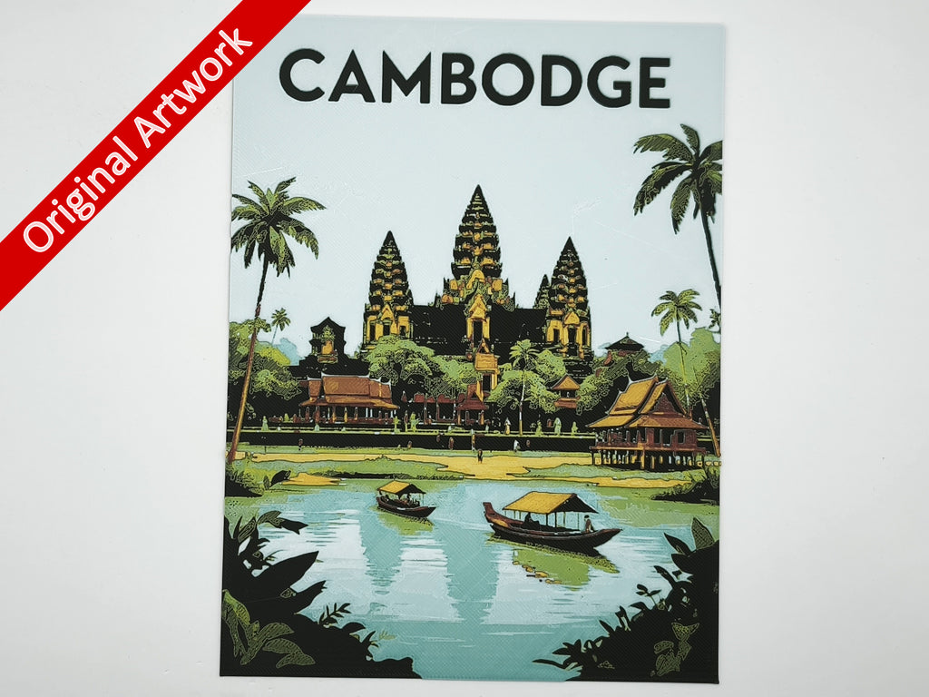 Affiche/poster de voyage du Cambodge imprimée en 3d 