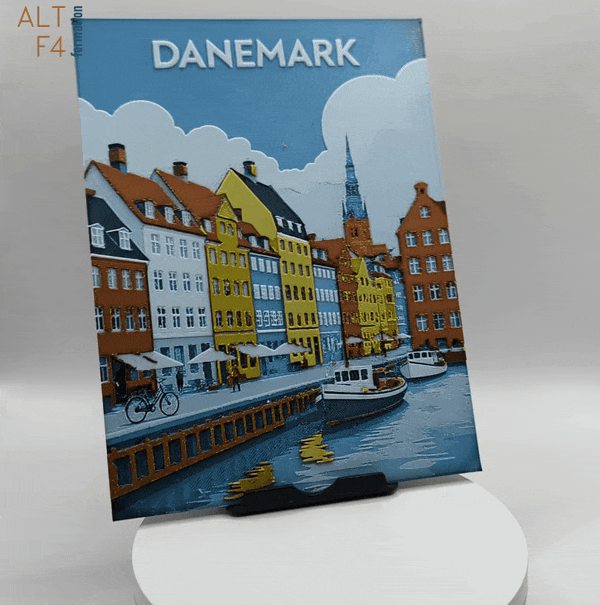 Affiche/poster de voyage du Danemark imprimée en 3d 
