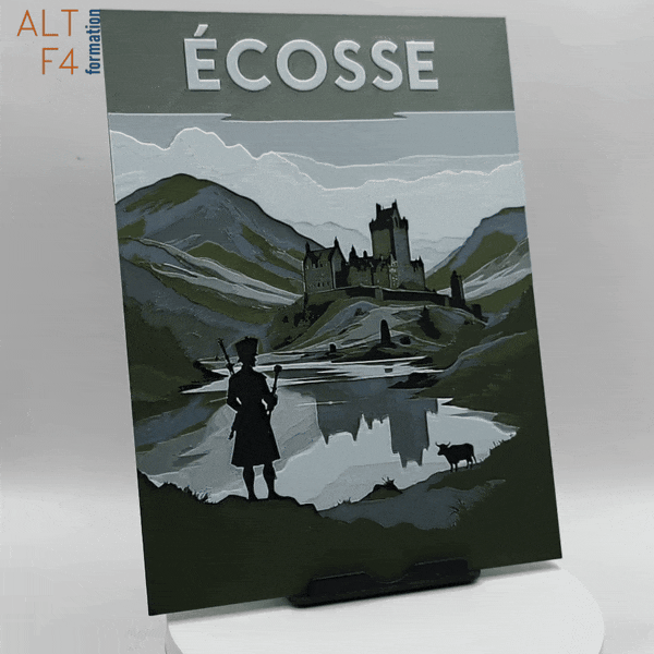 Affiche/poster de voyage du Ecosse imprimée en 3d 