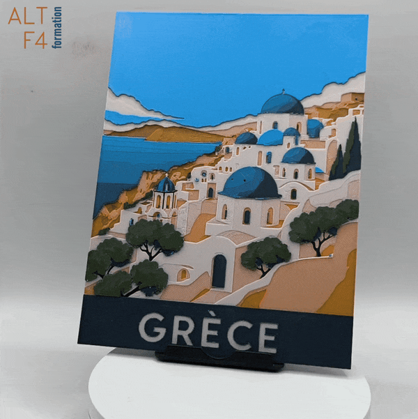 Affiche/poster de voyage du Grèce imprimée en 3d 