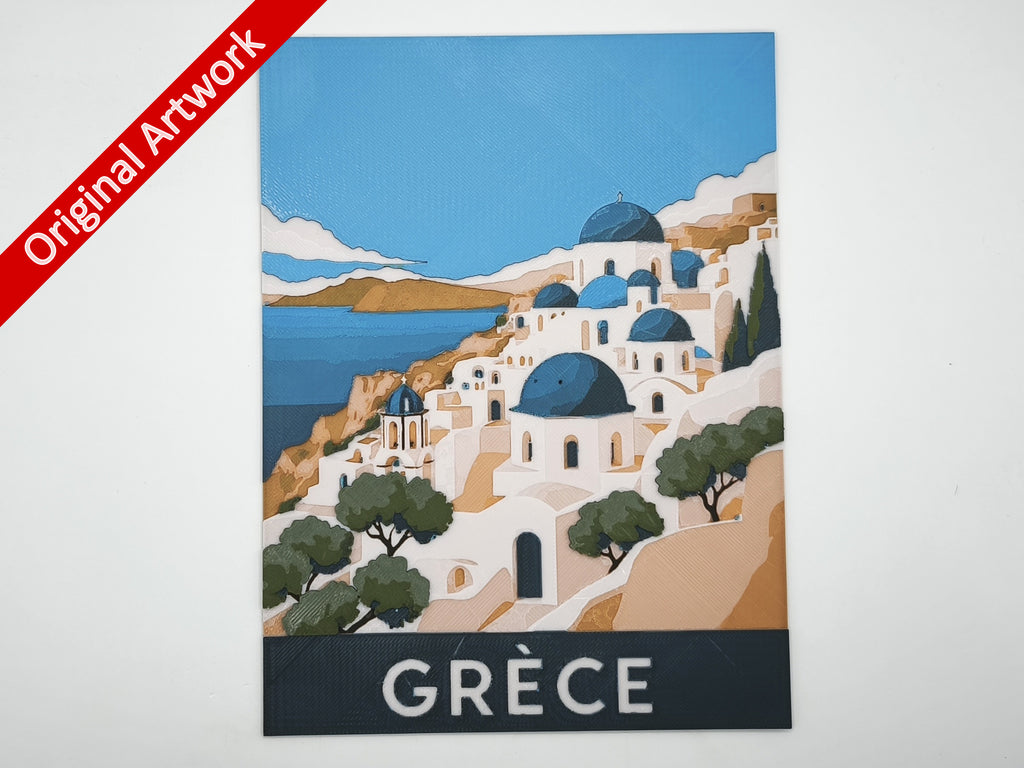 Affiche/poster de voyage du Grèce imprimée en 3d 