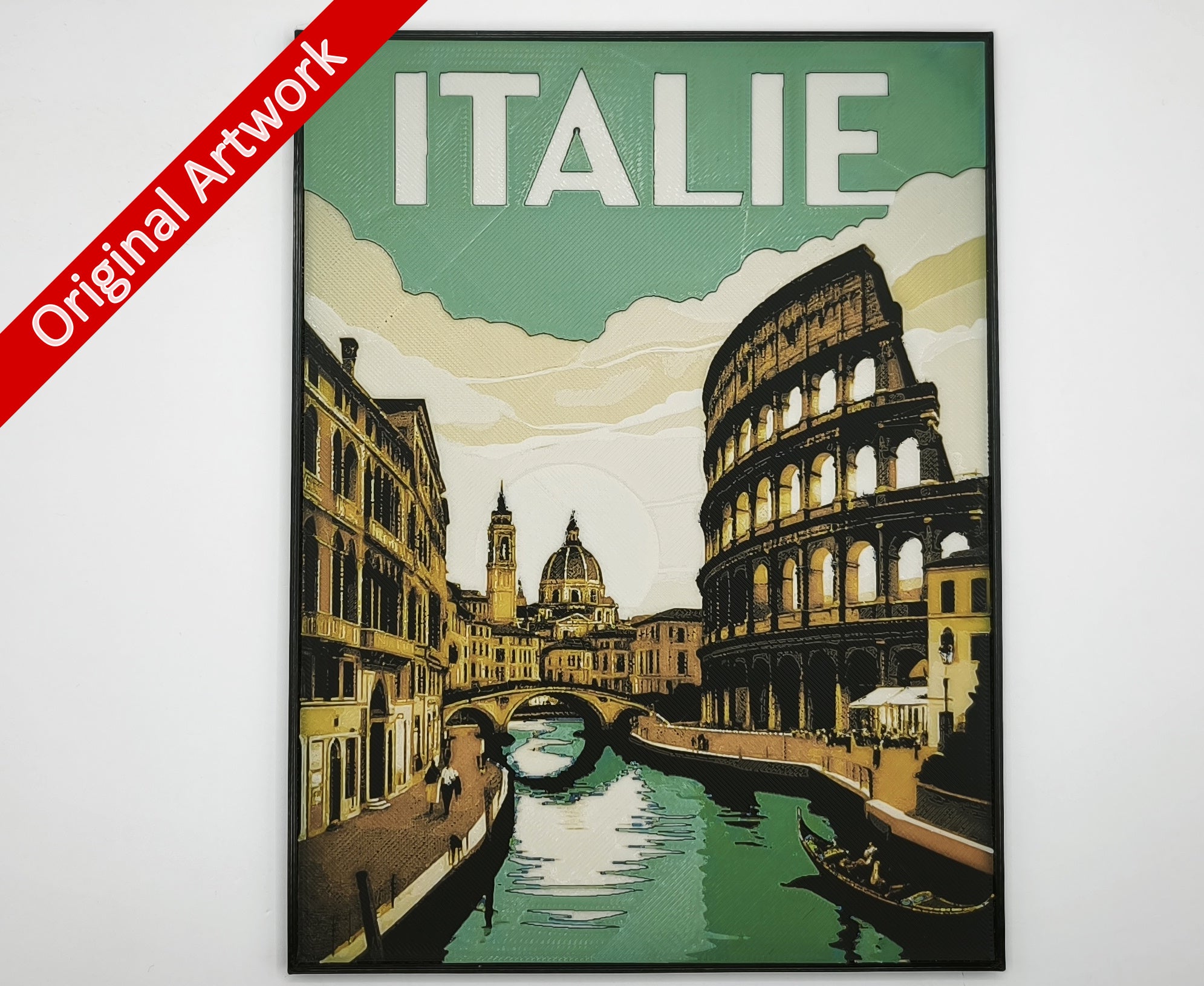 Affiche/poster de voyage du Italie imprimée en 3d avec cadre