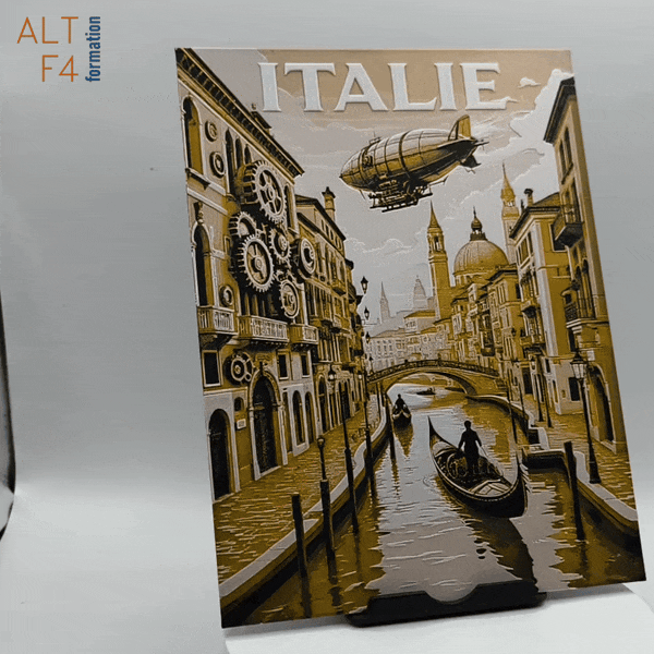Affiche/poster de voyage de l'Italie imprimée en 3d style steampunk