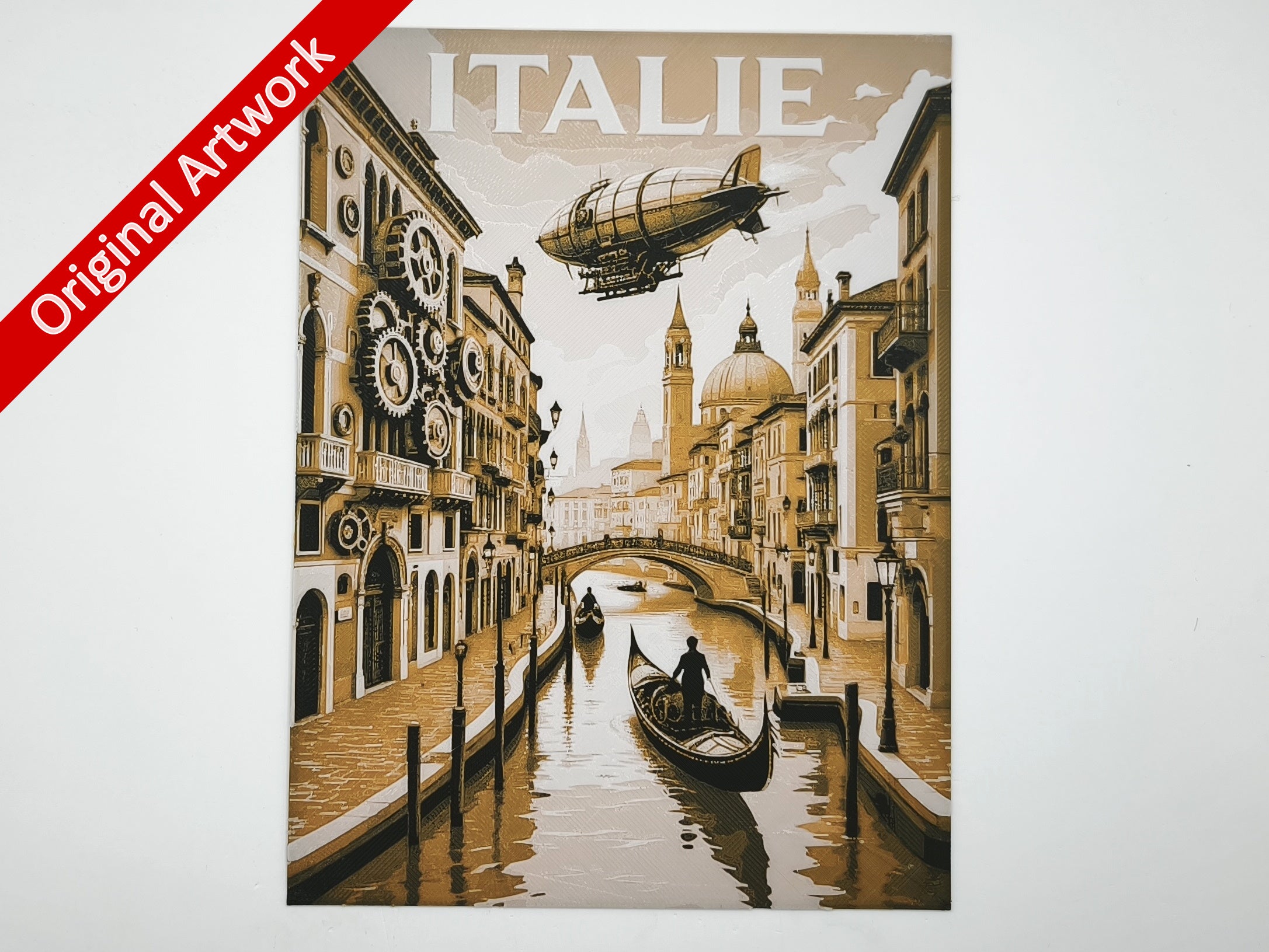 Affiche/poster de voyage de l'Italie imprimée en 3d style steampunk