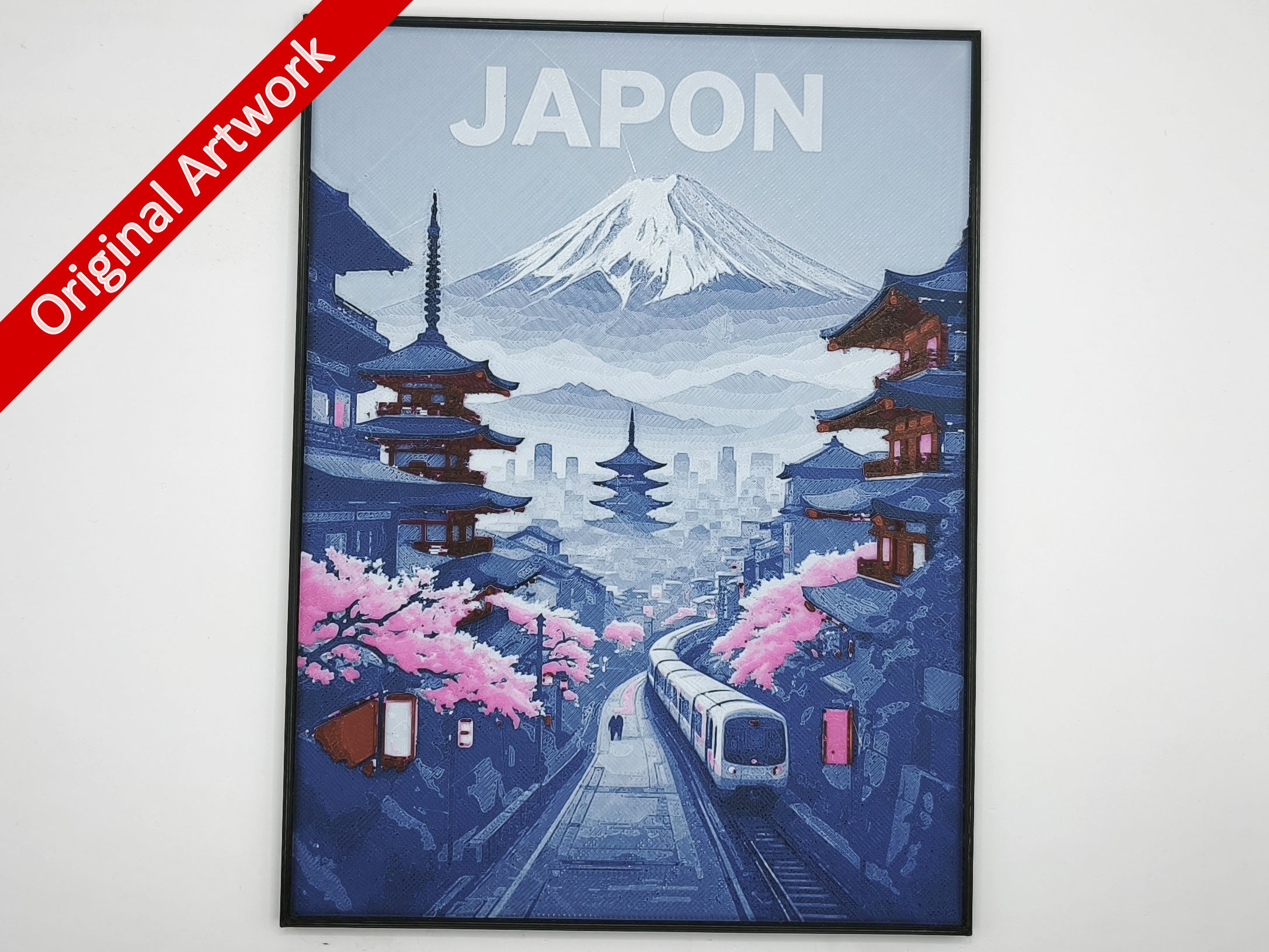 Affiche/poster de voyage du Japon imprimée en 3d avec cadre
