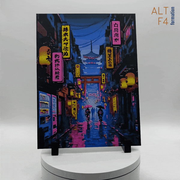Affiche/poster de voyage de Kyoto imprimée en 3d style cyberpunk
