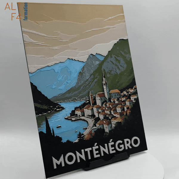 Affiche/poster de voyage du Monténégro imprimée en 3d 