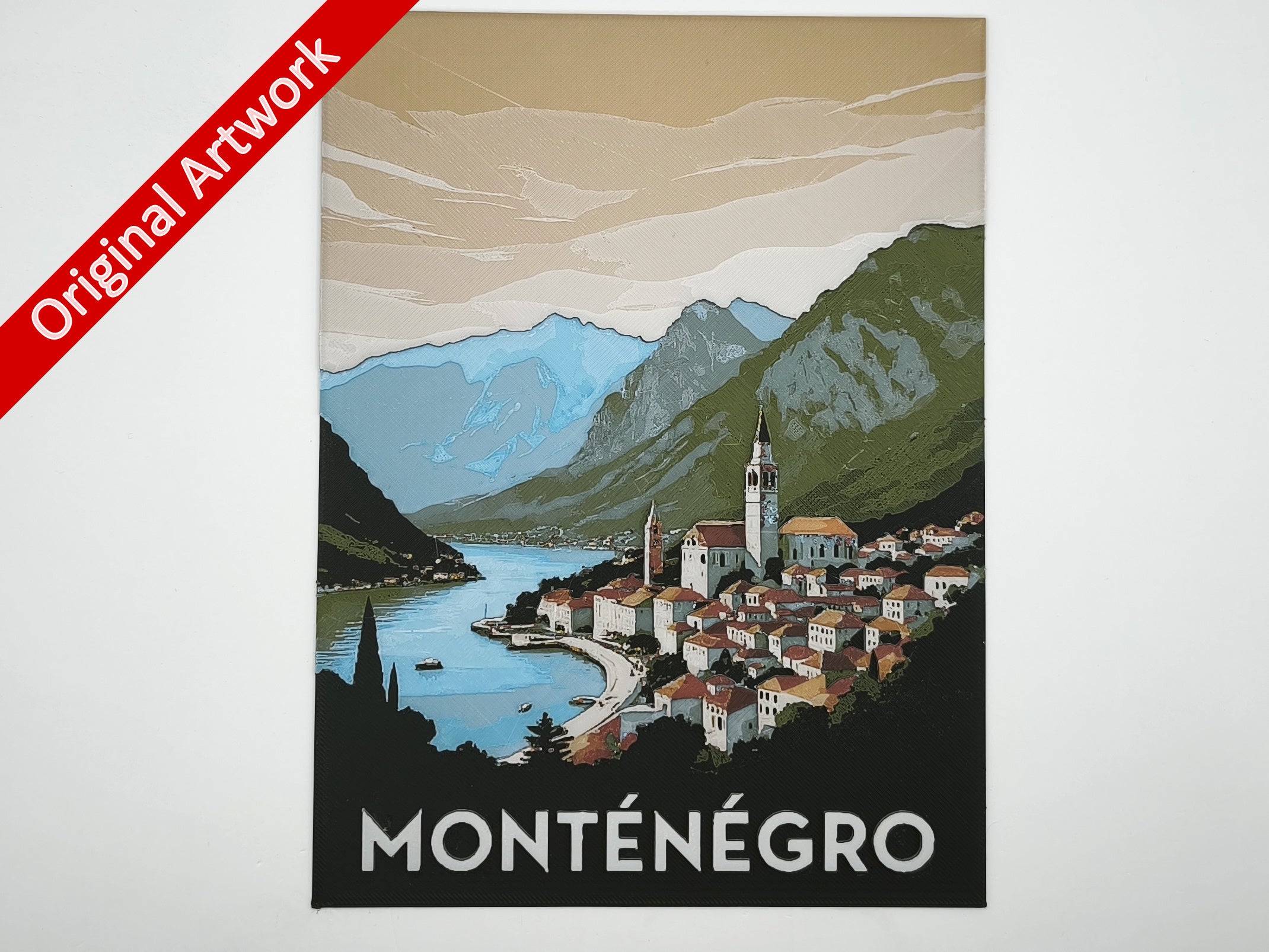 Affiche/poster de voyage du Monténégro imprimée en 3d 