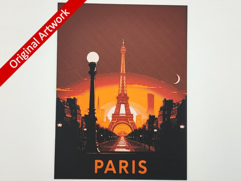 Affiche/poster de voyage de Paris de nuit imprimée en 3d 
