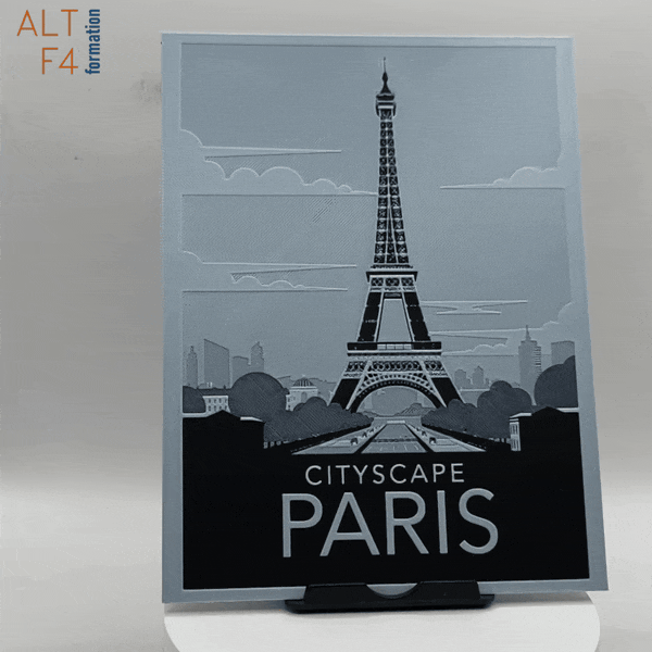 Affiche/poster de voyage de Paris (version 1) imprimée en 3d 
