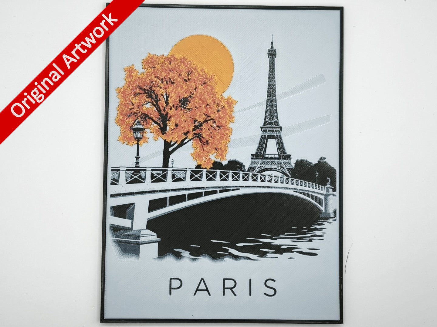 Affiche/poster de voyage de Paris (version 2) imprimée en 3d avec cadre

