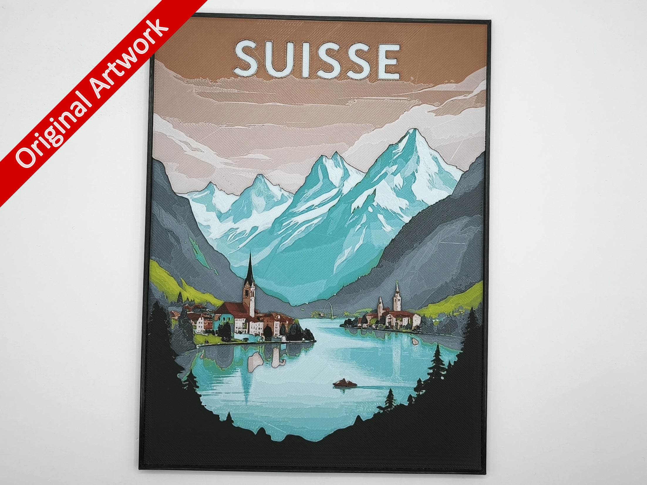 Affiche/poster de voyage du Suisse imprimée en 3d avec cadre