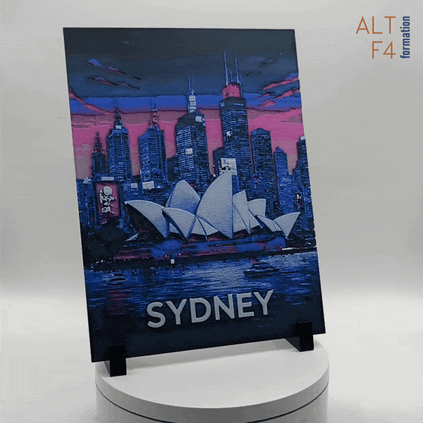 Affiche/poster de voyage de Sydney imprimée en 3d style cyberpunk
