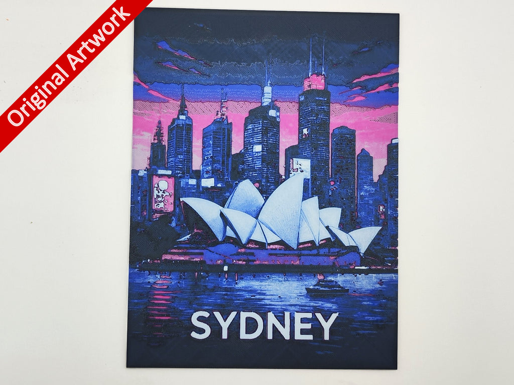 Affiche/poster de voyage de Sydney imprimée en 3d style cyberpunk
