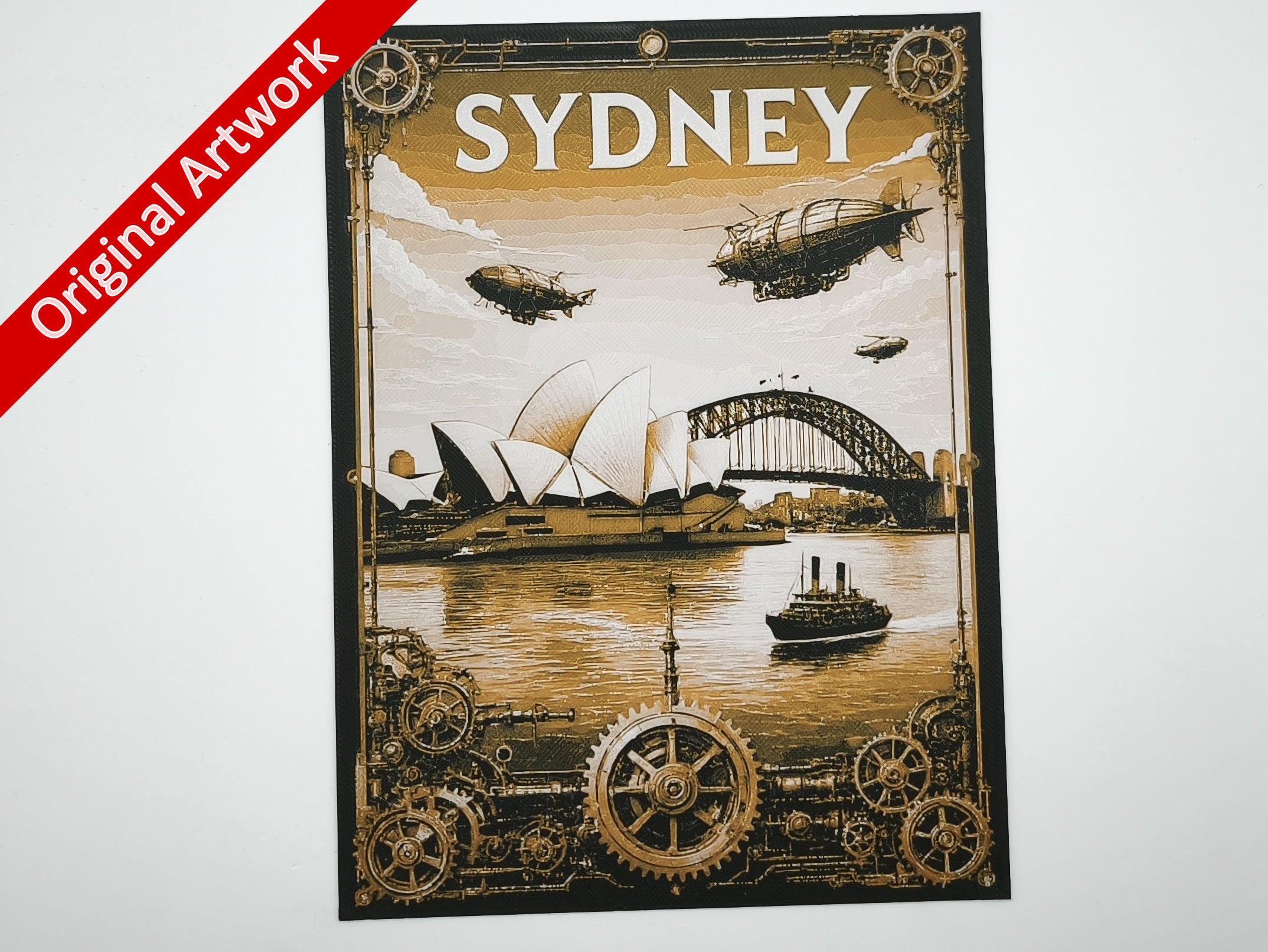 Affiche/poster de voyage du Sydney imprimée en 3d style steampunk
