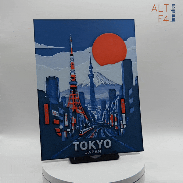 Affiche/poster de voyage de Tokyo imprimée en 3d 
