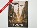 Affiche/poster de voyage de Tokyo (version 1) imprimée en 3d style steampunk

