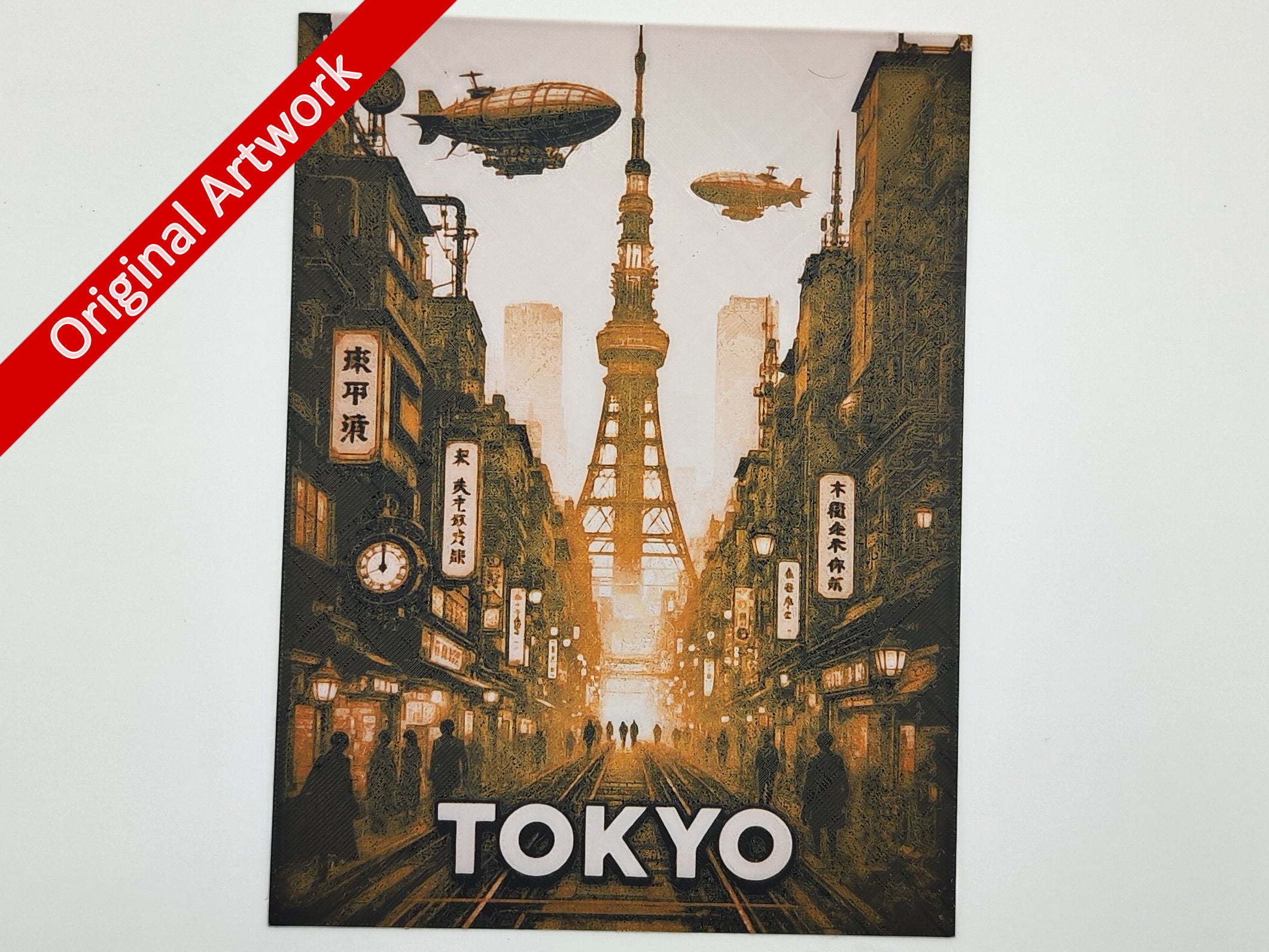 Affiche/poster de voyage de Tokyo (version 1) imprimée en 3d style steampunk

