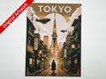 Affiche/poster de voyage de Tokyo (version 2) imprimée en 3d style steampunk

