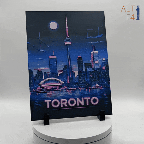Affiche/poster de voyage de Toronto imprimée en 3d style cyberpunk
