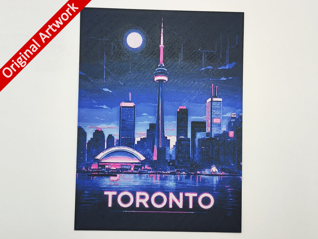 Affiche/poster de voyage de Toronto imprimée en 3d style cyberpunk
