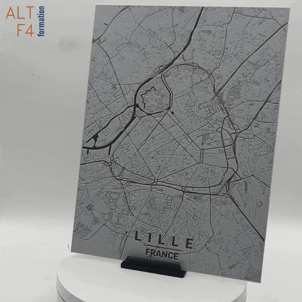 Carte de Lille imprimée en 3d couleur cuivre