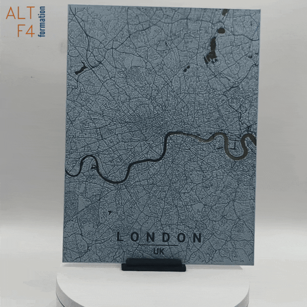 Carte de Londres imprimée en 3d couleur bleue