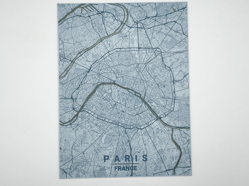 Carte de Toulouse imprimée en 3d bleue avec cadre