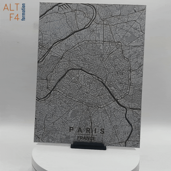 Carte de Toulouse imprimée en 3d cuivre