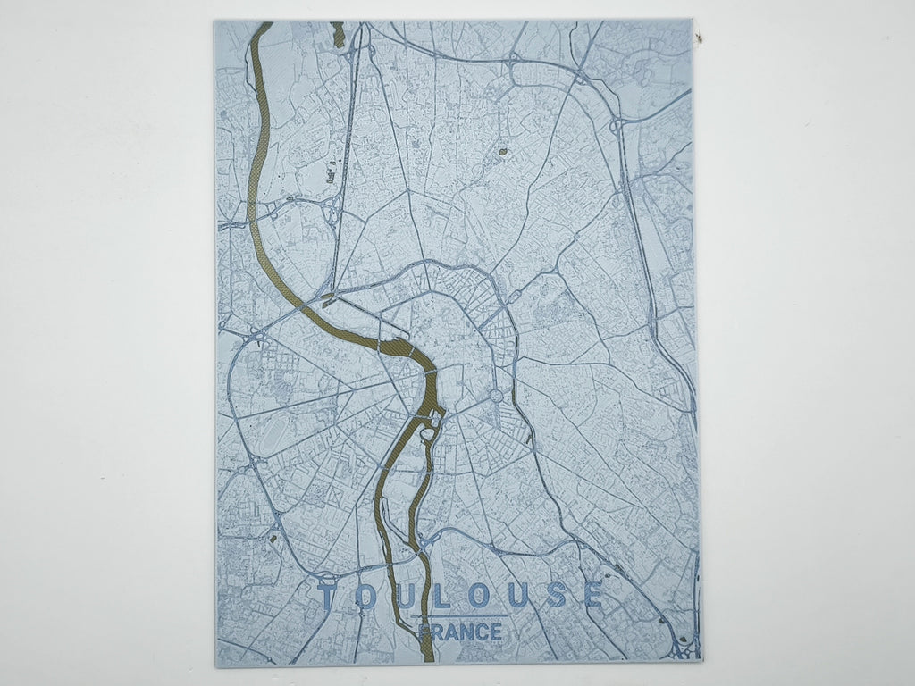 carte toulouse imprimee en 3d bleue