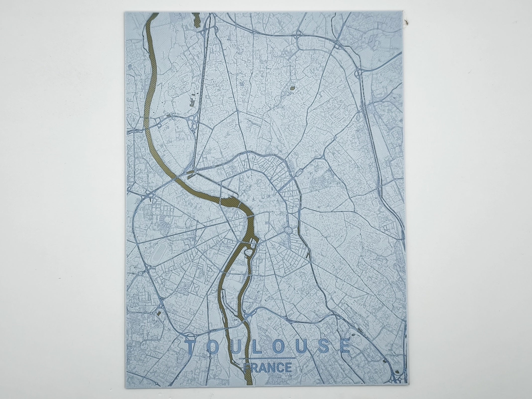 carte toulouse imprimee en 3d bleue
