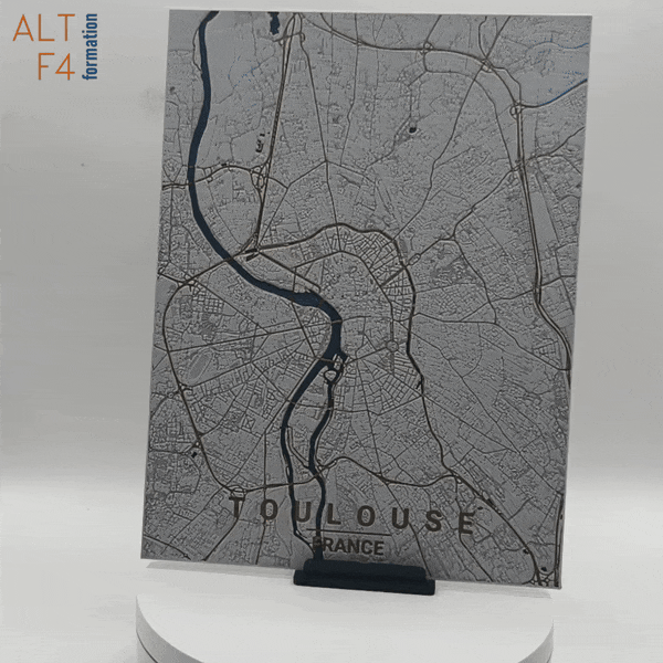 carte toulouse imprimee en 3d cuivre