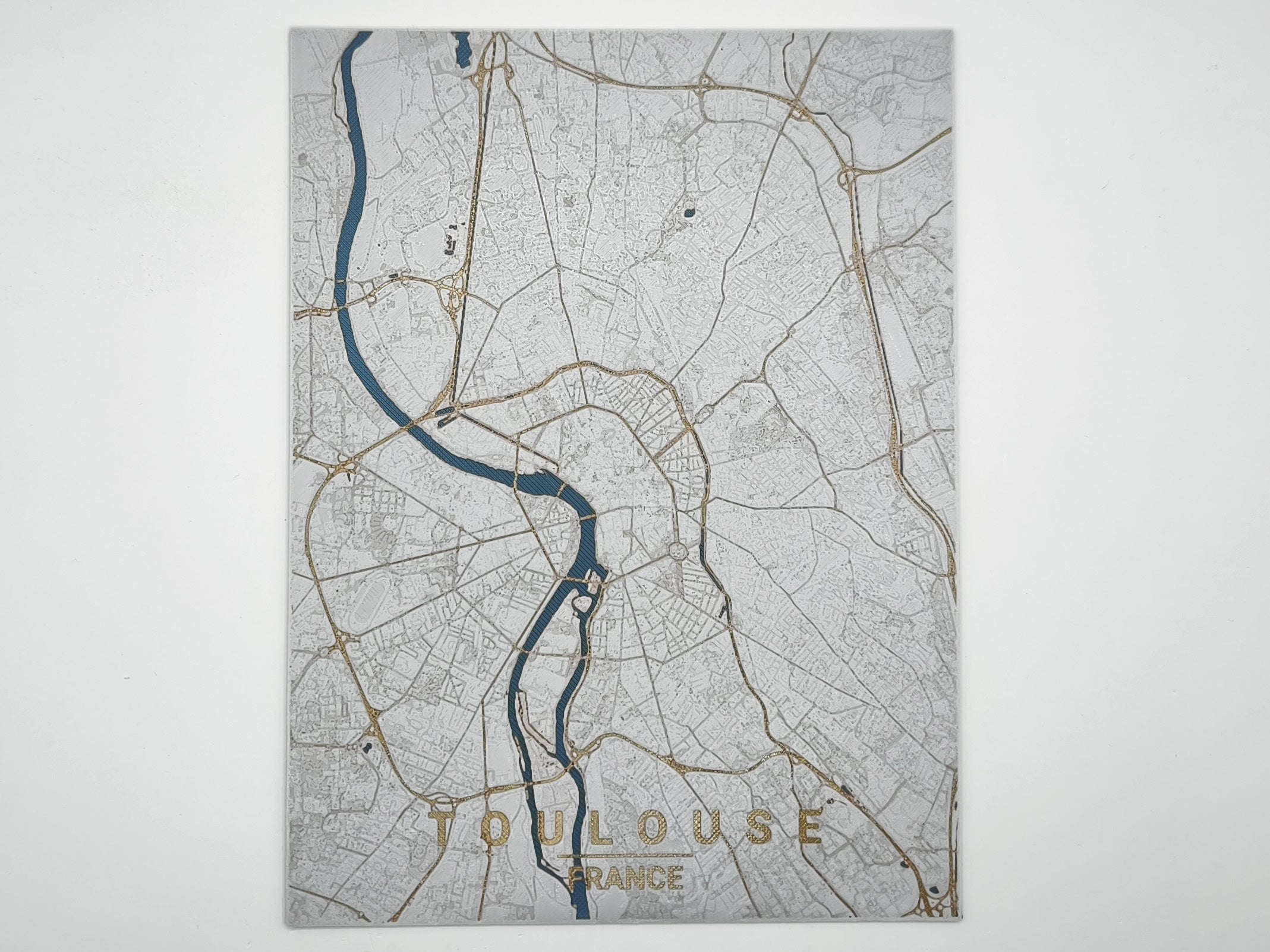 carte toulouse imprimee en 3d cuivre