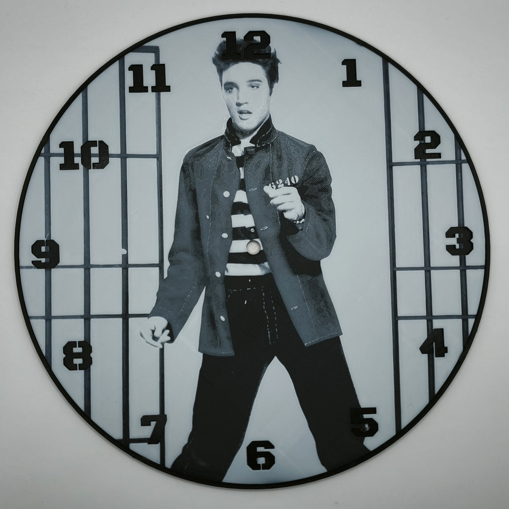 Horloge complète : Elvis Prestley (impression 3D) avec les nombres en couleur noir
