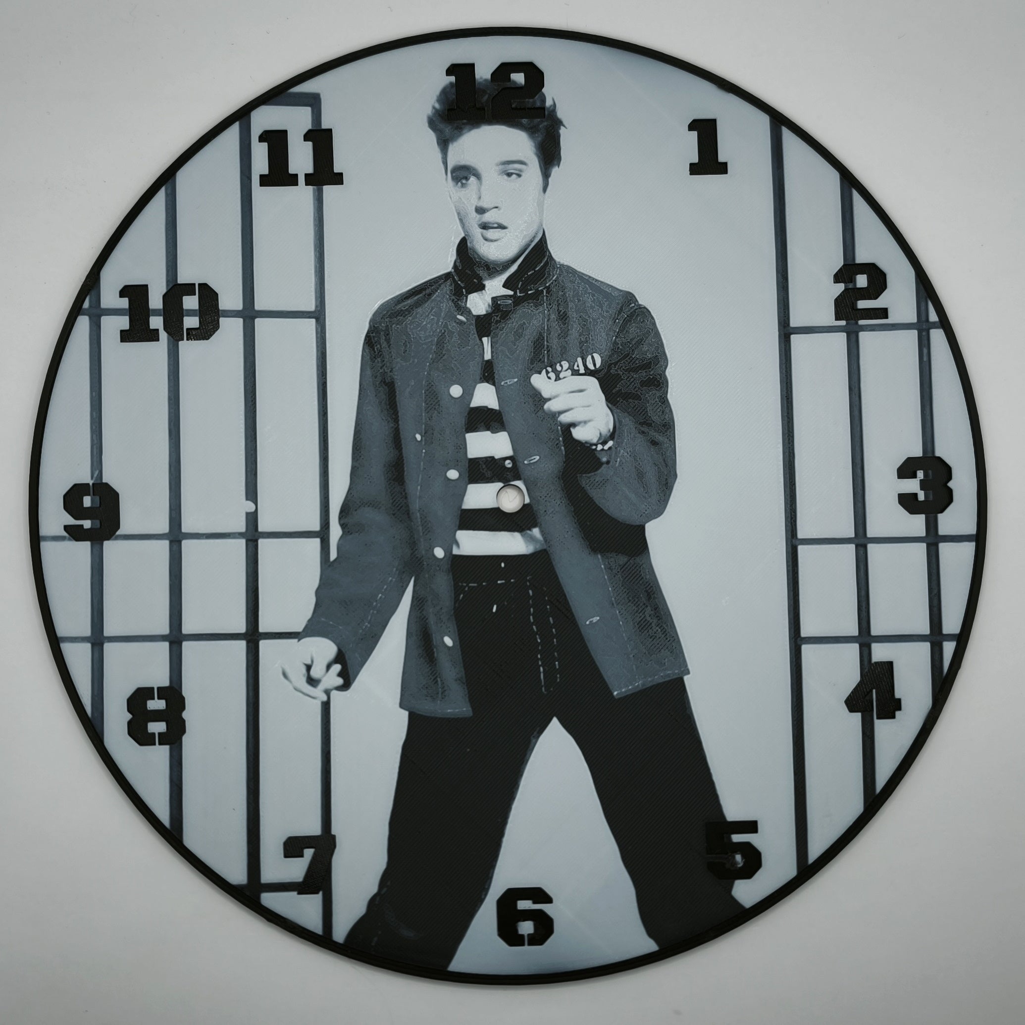 Horloge complète : Elvis Prestley (impression 3D) avec les nombres en couleur noir
